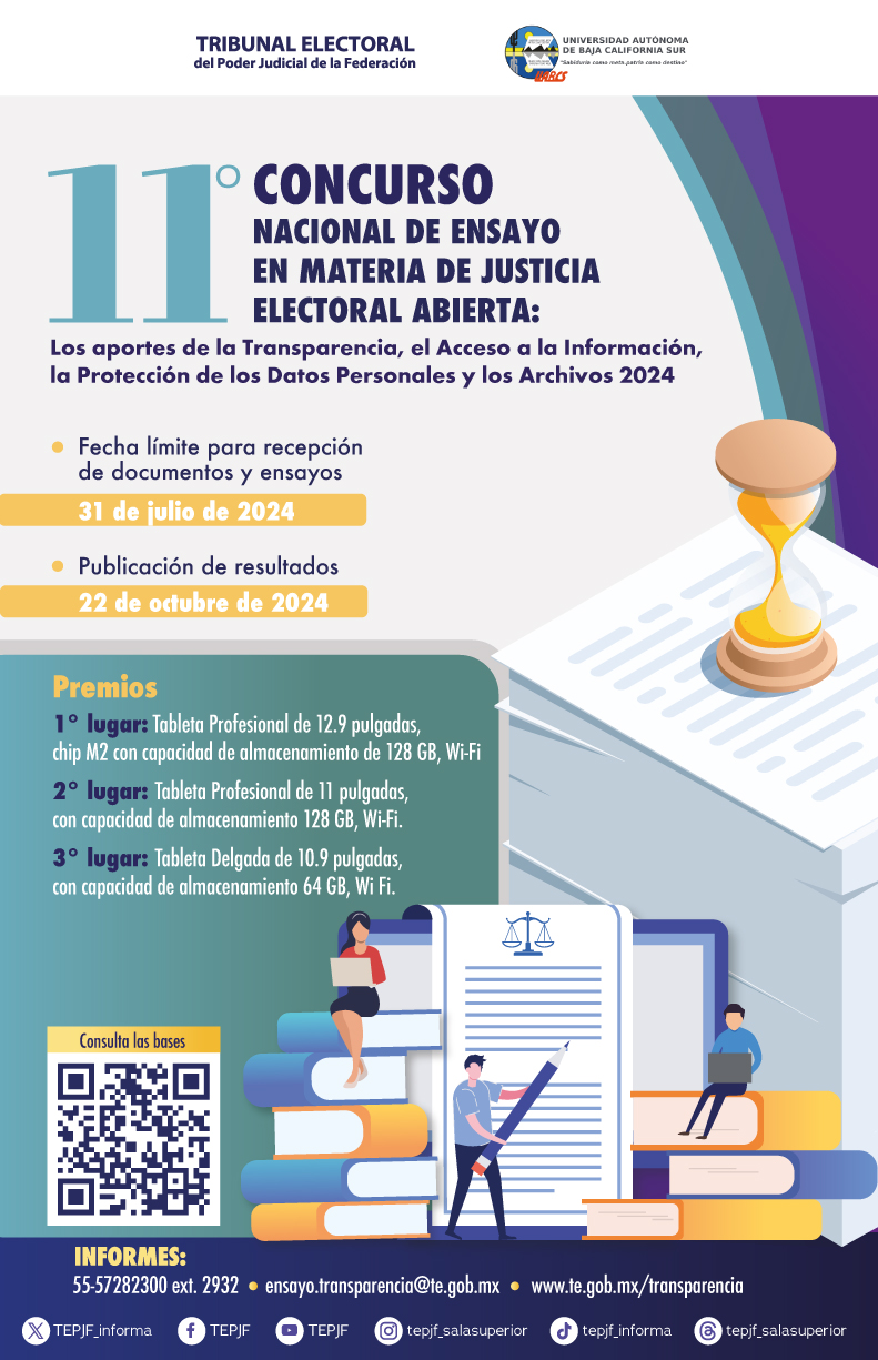 Concurso Nacional de Ensayo en Materia de Justicia Electoral Abierta: los Aportes de la Transparencia, el Acceso a la Información, la Protección de Datos Personales y los Archivos 2024